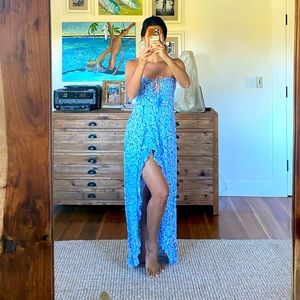 Tiara Hawaii Flynn Maxi stained floral blue mauve one size fits all